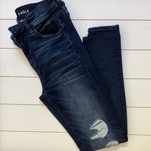 American Eagle Womens Hi Rise Jegging Dark Wash Size 6 Distressed Next Level